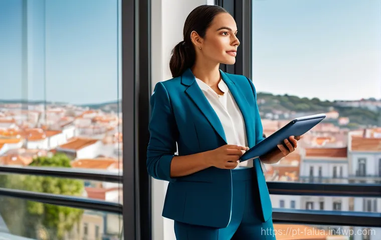 미래 수익의 현재 가치 계산하기 - **Prompt:** A confident adult woman, dressed in a smart, modest blazer and trousers, stands in a bri...